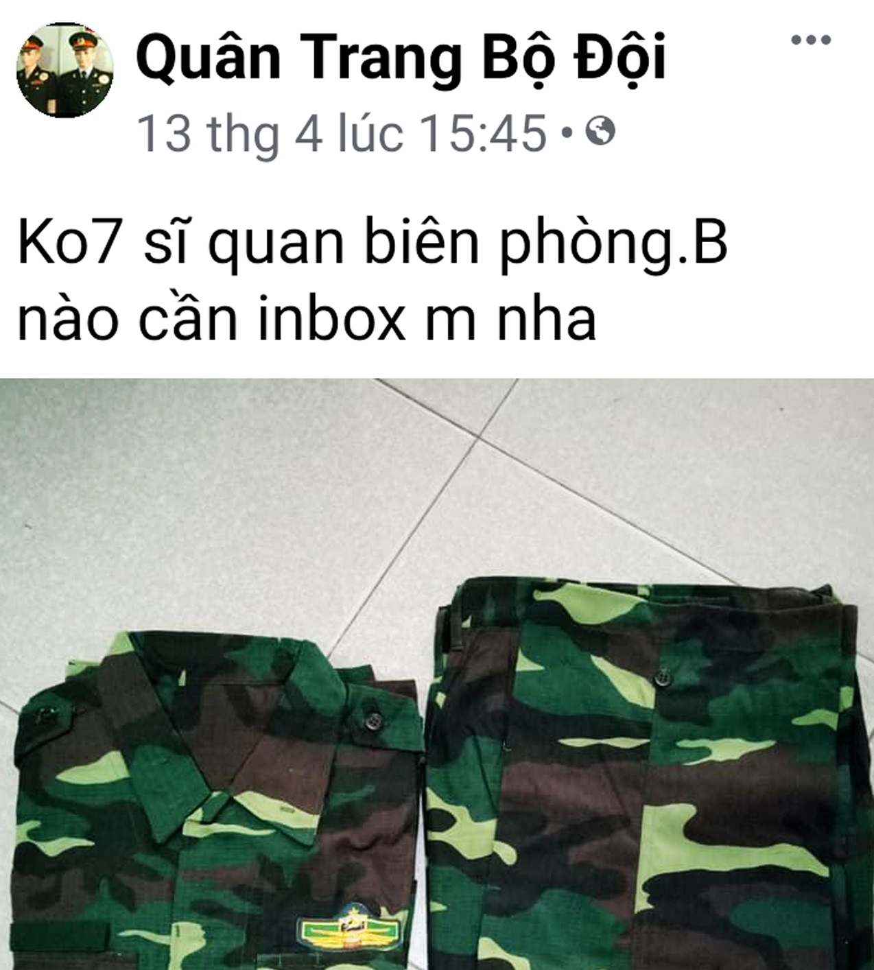 Ngăn chặn việc mua bán quân trang trái phép